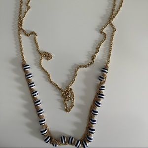 Navy Blue/White and good long necklace